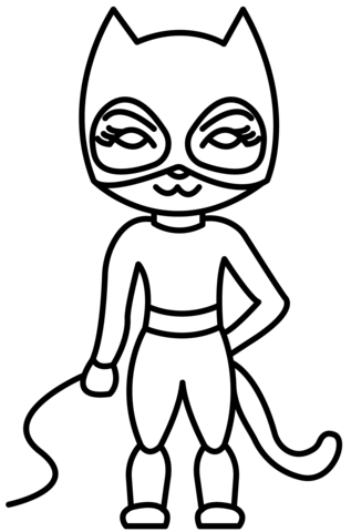 Chibi catwoman coloring page free printable coloring pages