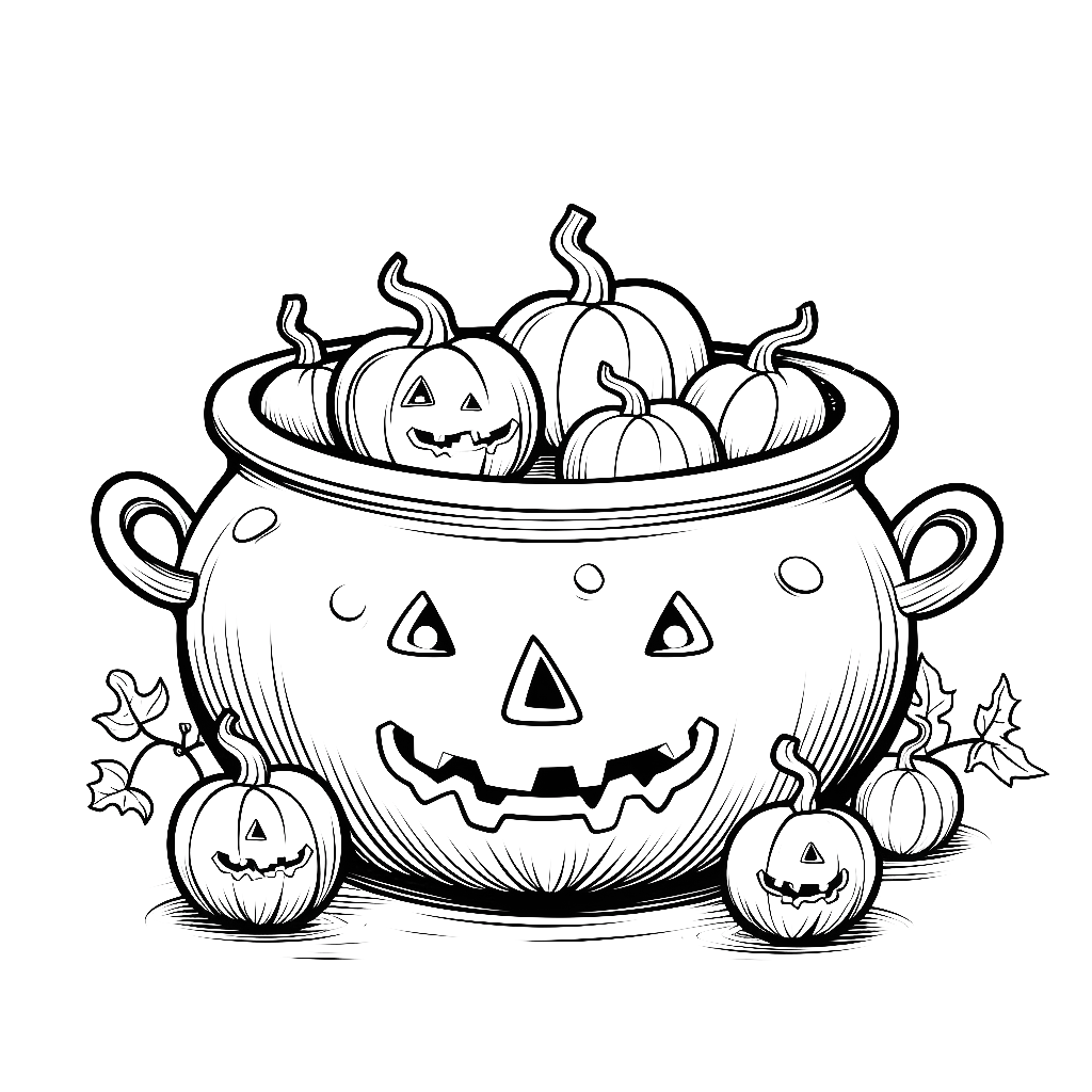 Cauldron halloween themed coloring page by coloringcorner on