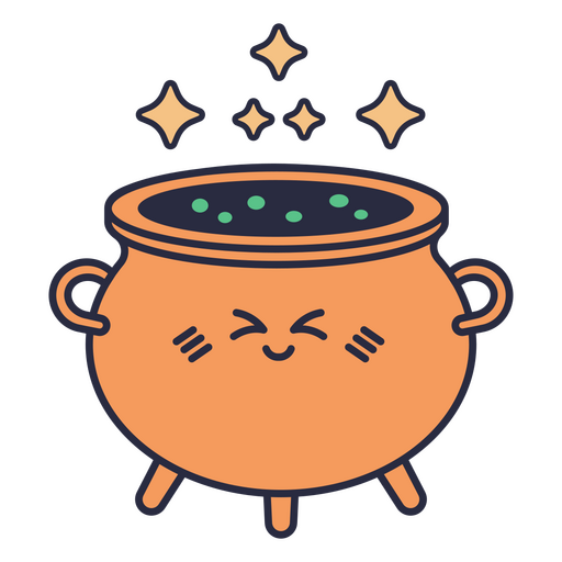 Orange cauldron kawaii halloween png svg design for t