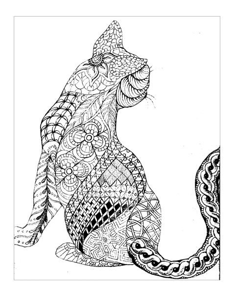 Geometric cat coloring page free download â cat cave co