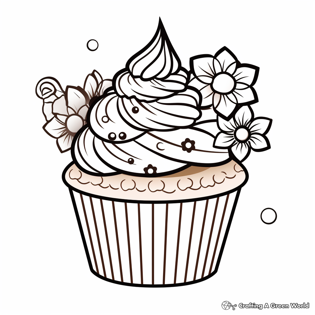 Unicorn cupcake coloring pages