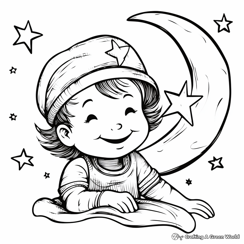 Crescent moon coloring pages