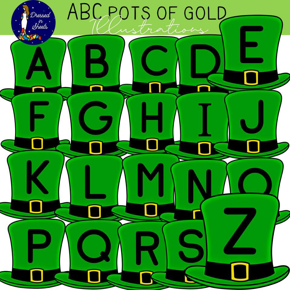 Abc irish hats clip art made by teachers