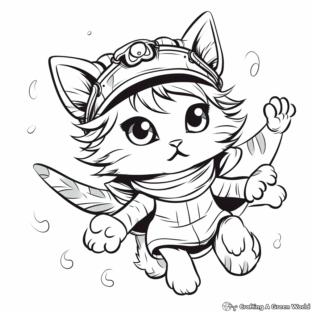 Flying cat coloring pages