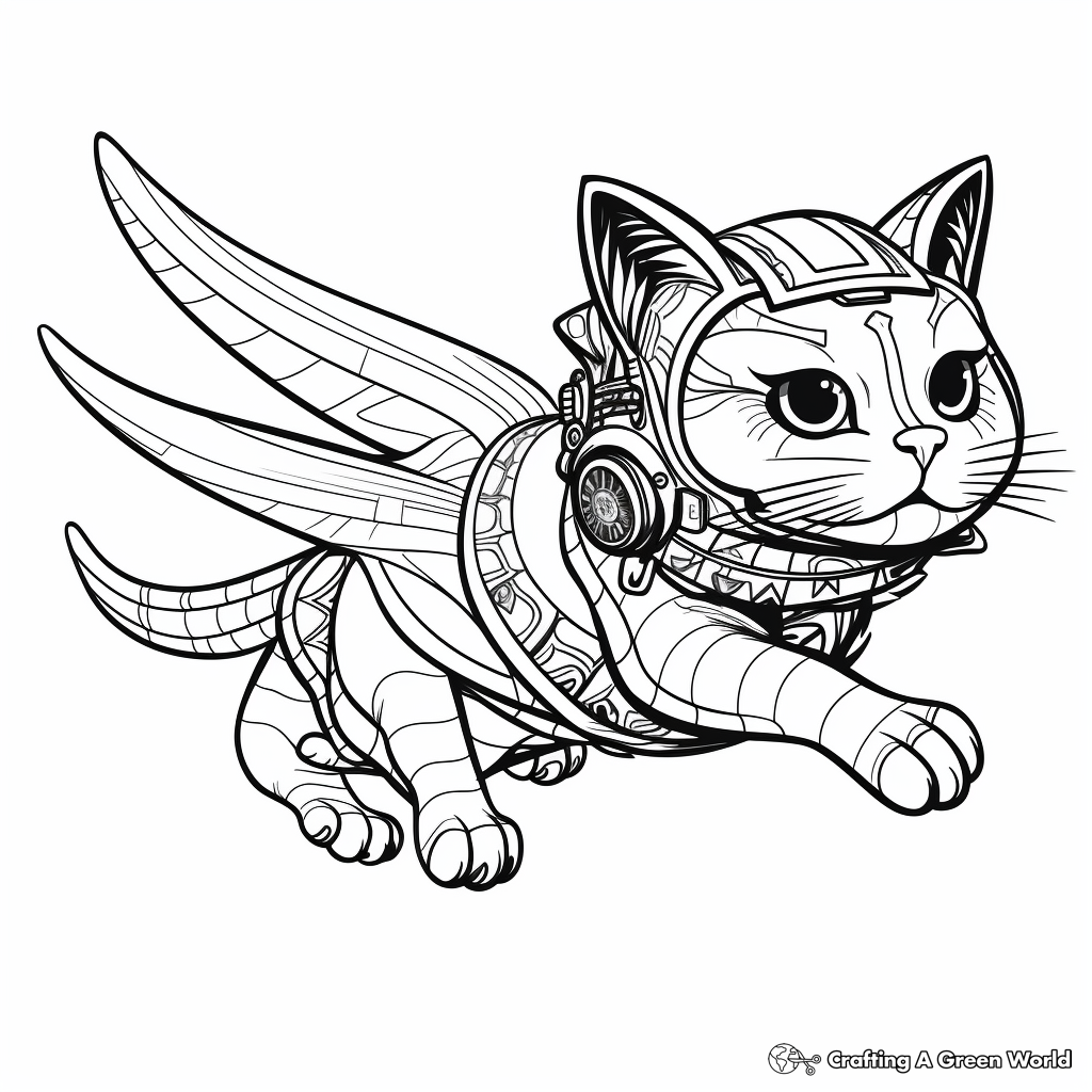 Flying cat coloring pages