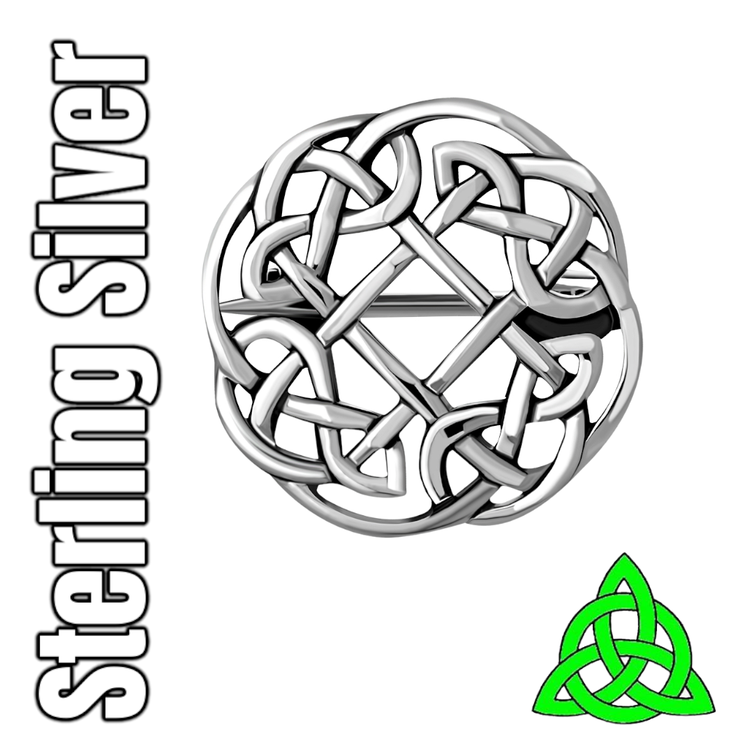 Sterling solid silver irish celtic dara knot brooch x mm shop in ireland