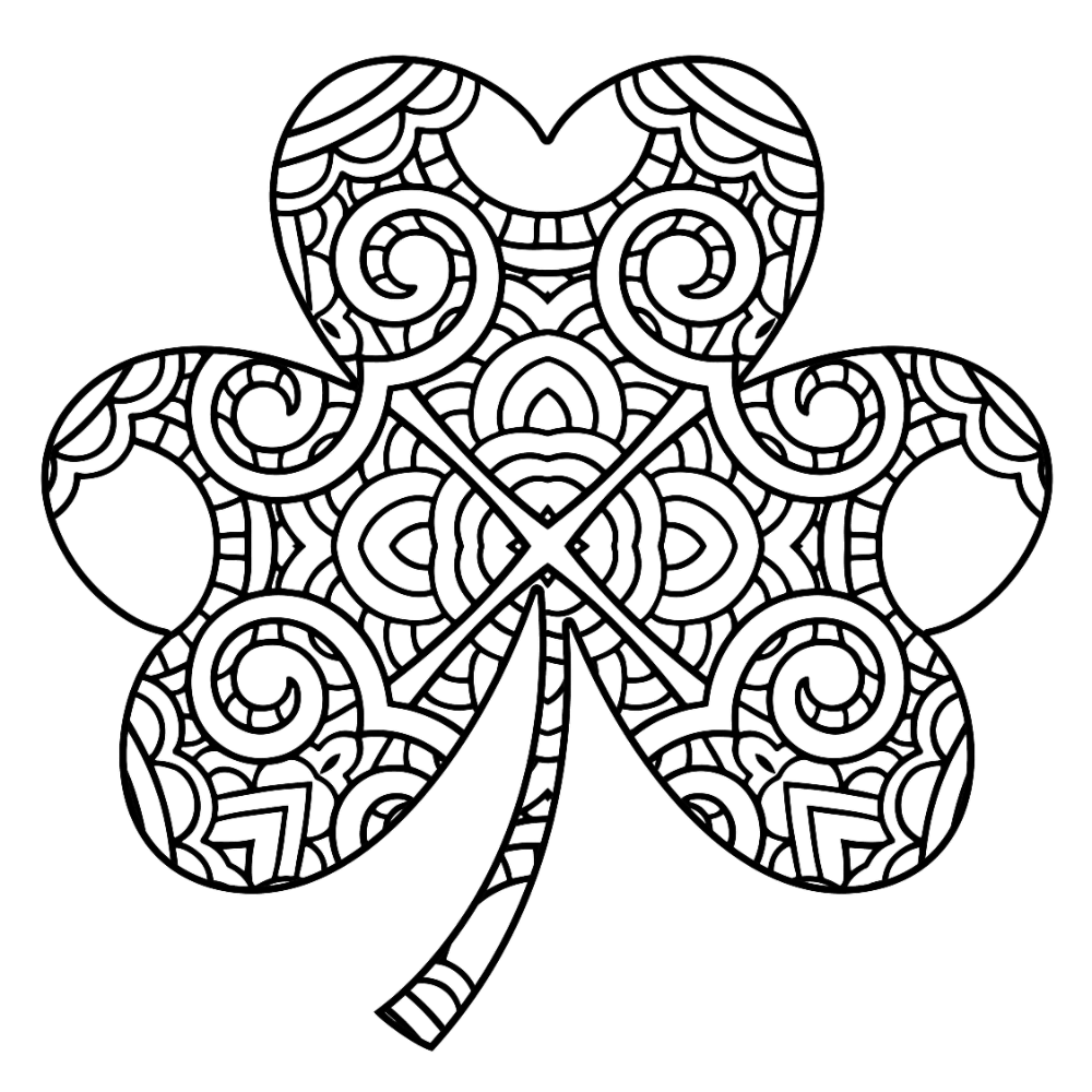 Intricate shamrock coloring page