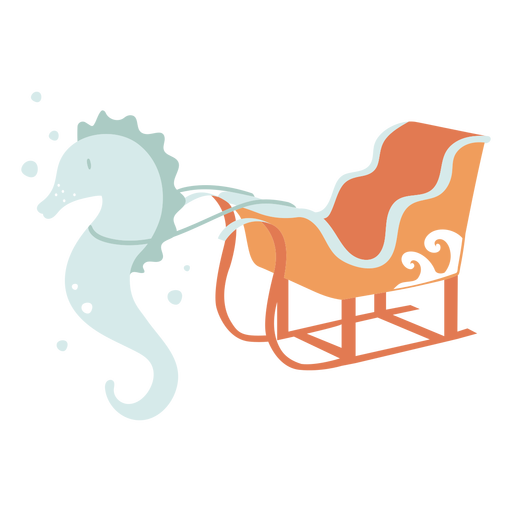 Seahorse with christmas sleigh flat png svg design for t