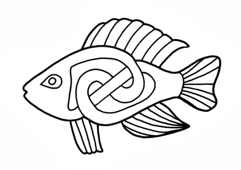 Celtic fish design coloring page free printable coloring pages