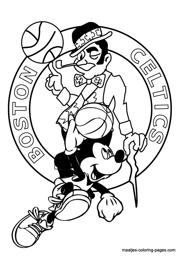 Boston celtics and mickey mouse coloring pages