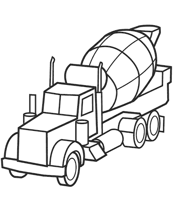 Concrete mixer simple coloring sheet