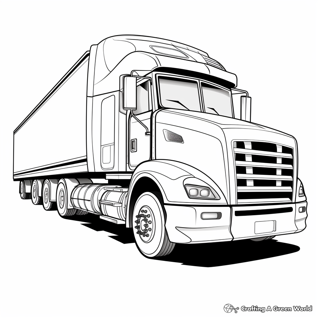 Semi truck trailer coloring pages