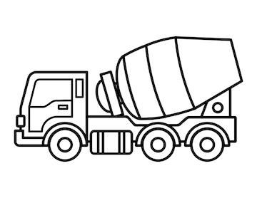 Premium vector concrete mixer vehicle coloring page for children