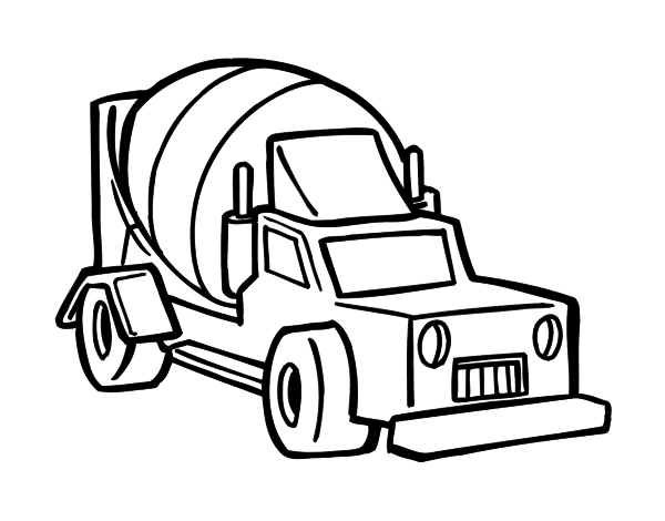 Cement mixer truck coloring page