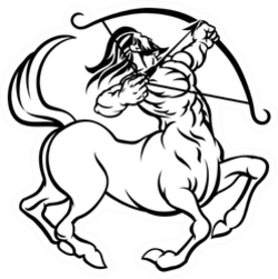 A circular sagittarius archer centaur sticker