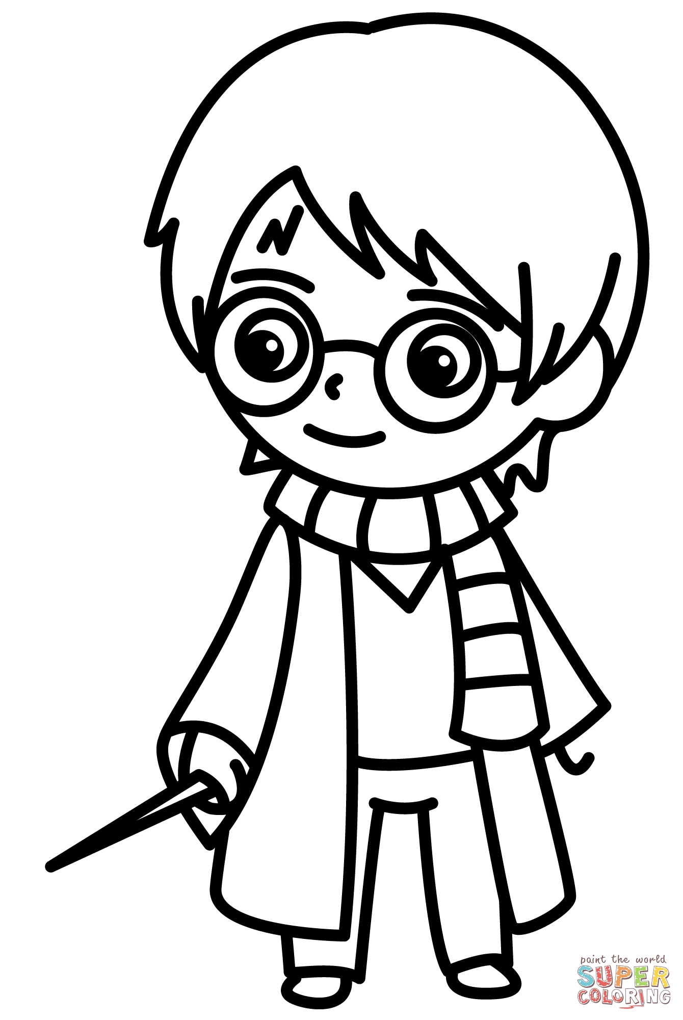 Chibi harry potter coloring page free printable coloring pages