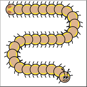 Clip art cute millipede w segments color i