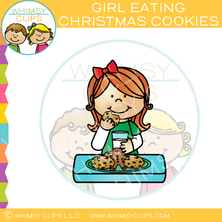 Girl eating christmas cookies clip art â whimsy clips