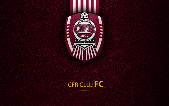 Download wallpapers cfr cluj logo leather texture k romanian football club liga i first league cluj