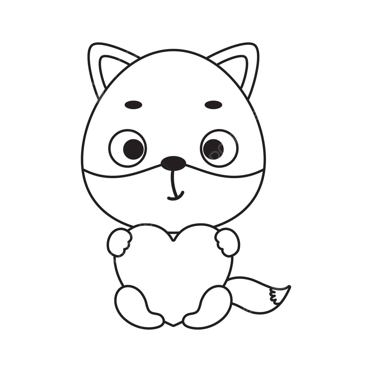 Cute fox coloring page for kids with heart vector book challenge kindergarten png and vector with transparent background for free download