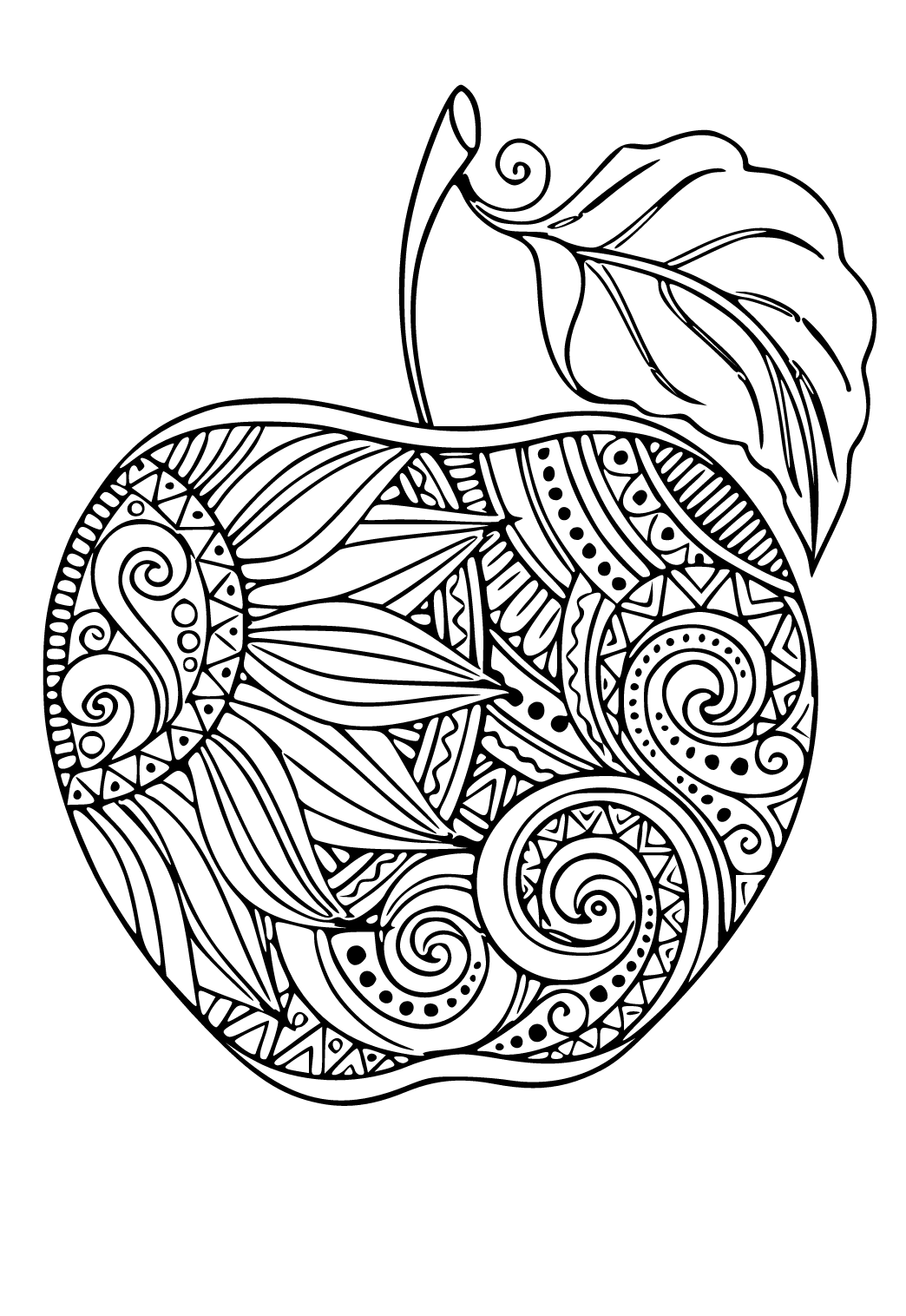 Free printable apple mandala coloring page sheet and picture for adults and kids girls and boys