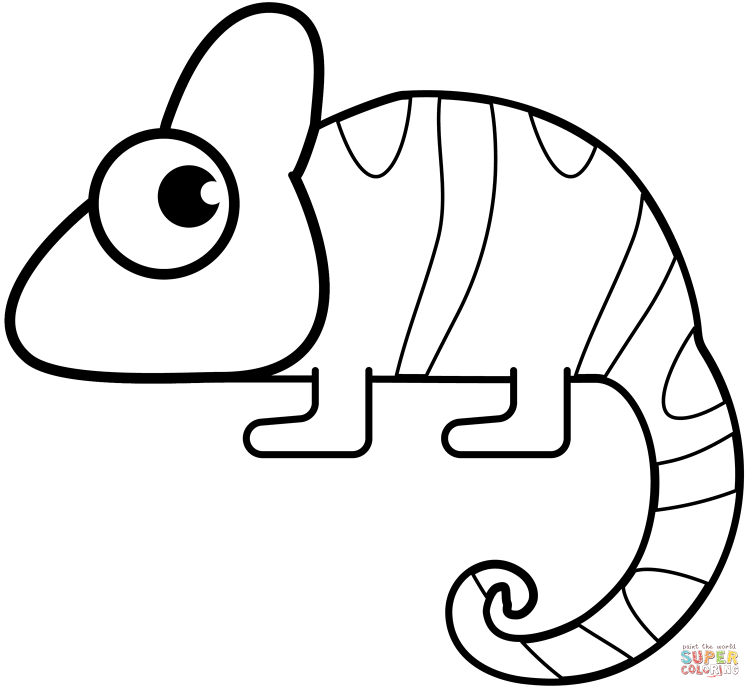 Cute chameleon coloring page free printable coloring pages