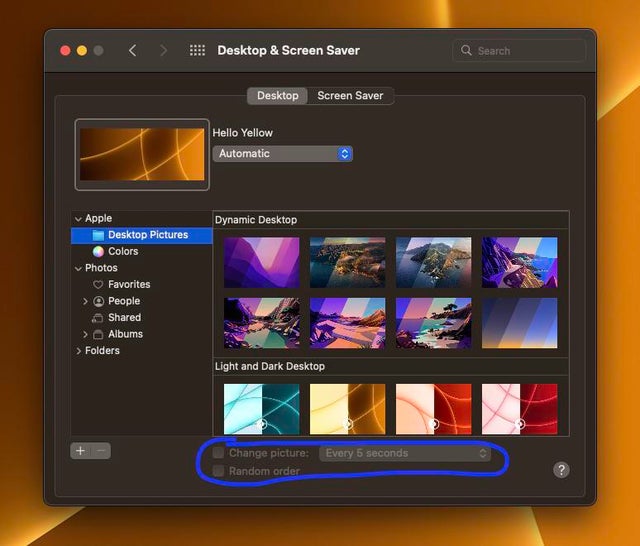 Change picture option is greyed out in desktop picture setting rmacos