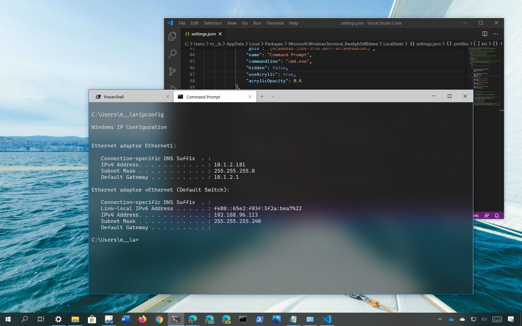 How to enable transparent background on windows terminal