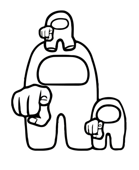 Three among us coloring page