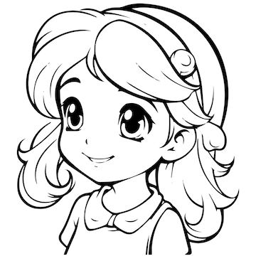 Premium vector cute girl face vector character coloring page design