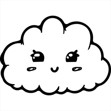 Premium vector kawaii cloud coloring page