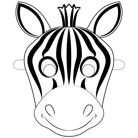 Zebra mask coloring page free printable coloring pages