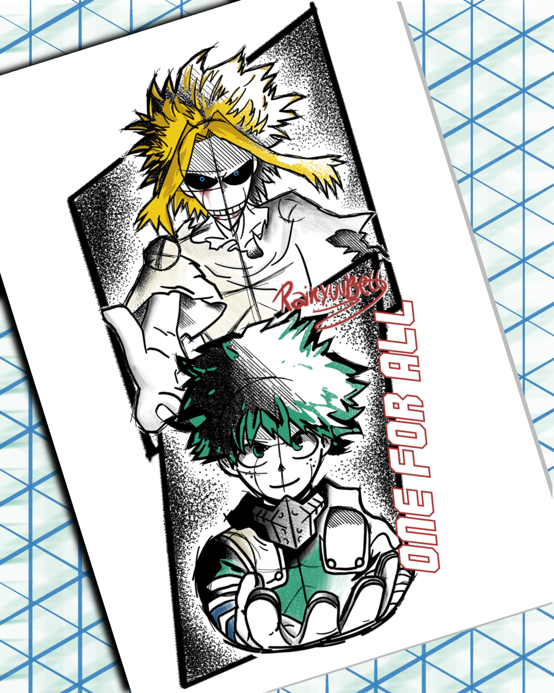 Whats up guys i made this tattoo design of our dear deku and his mentor allmight i hope you like it go to my instagram i have more arts in mind