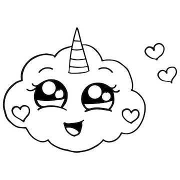 Premium vector kids coloring pages cute unicorn cloud character vector illustration eps and image