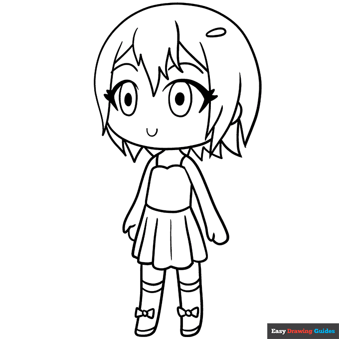 Easy gacha life character coloring page easy drawing guides