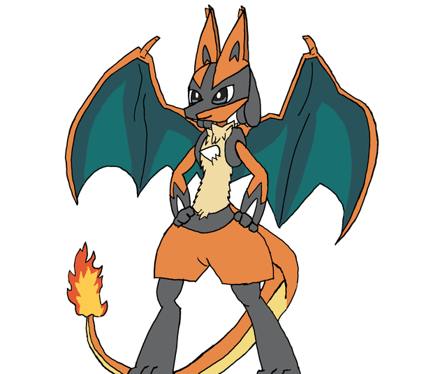 Tried to make lucario and charizard fusion line couldnt choose between color binations rpokemon