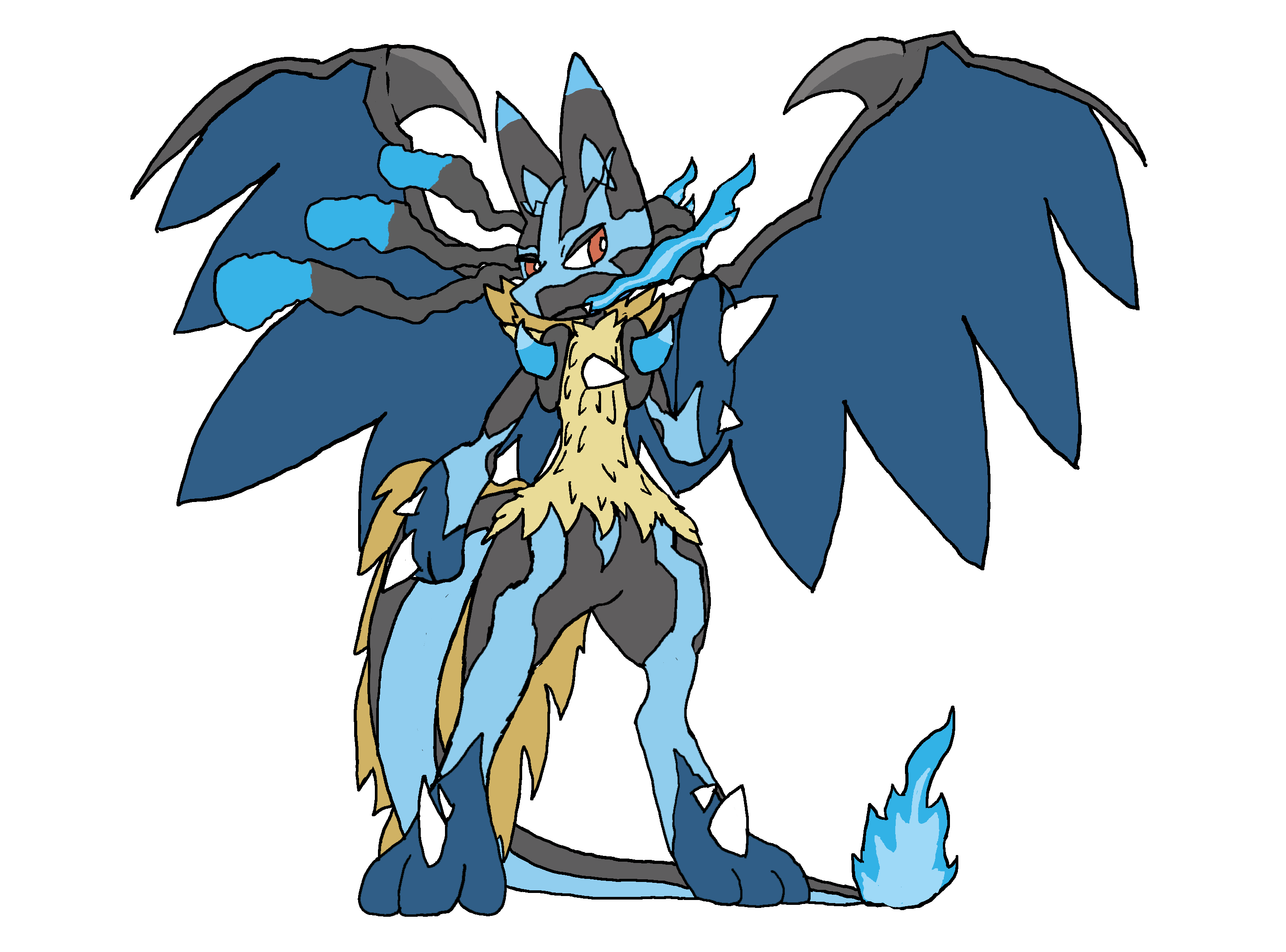 Tried to make lucario and charizard fusion line couldnt choose between color binations rpokemon