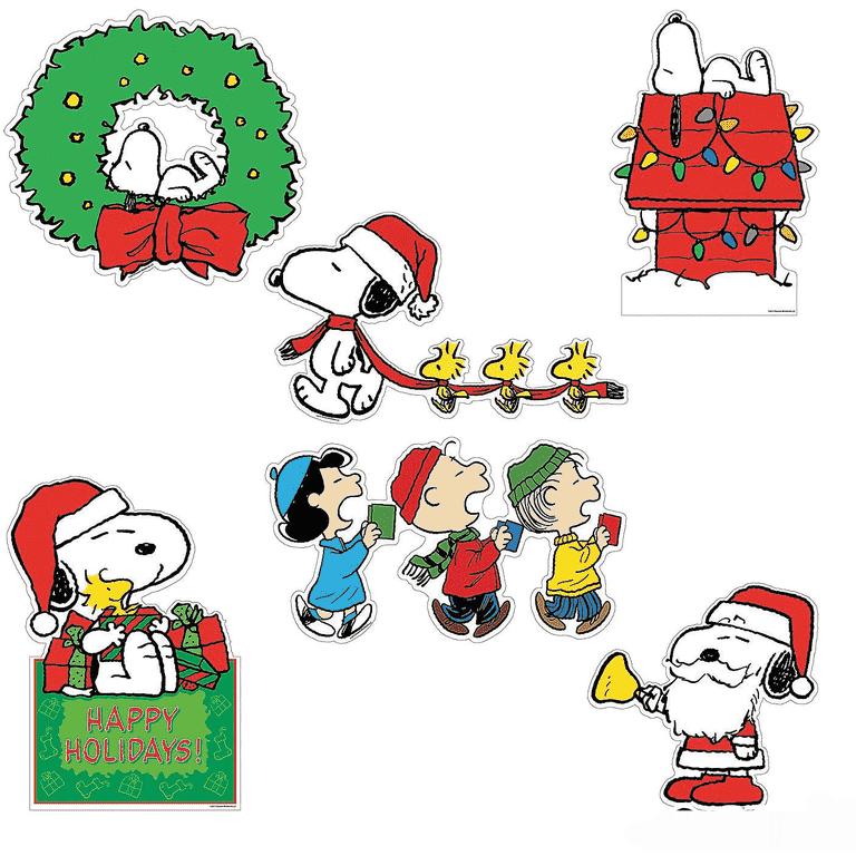 Peanuts characters charlie brown snoopy linus lucy and woodstock large christmas cut outs wall decorations