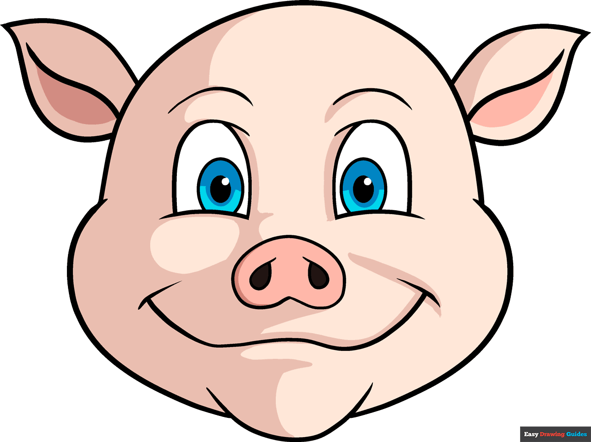 How to draw a pig face