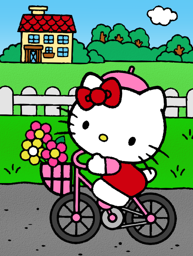 Hello kitty in garden coloring book by kittykun on