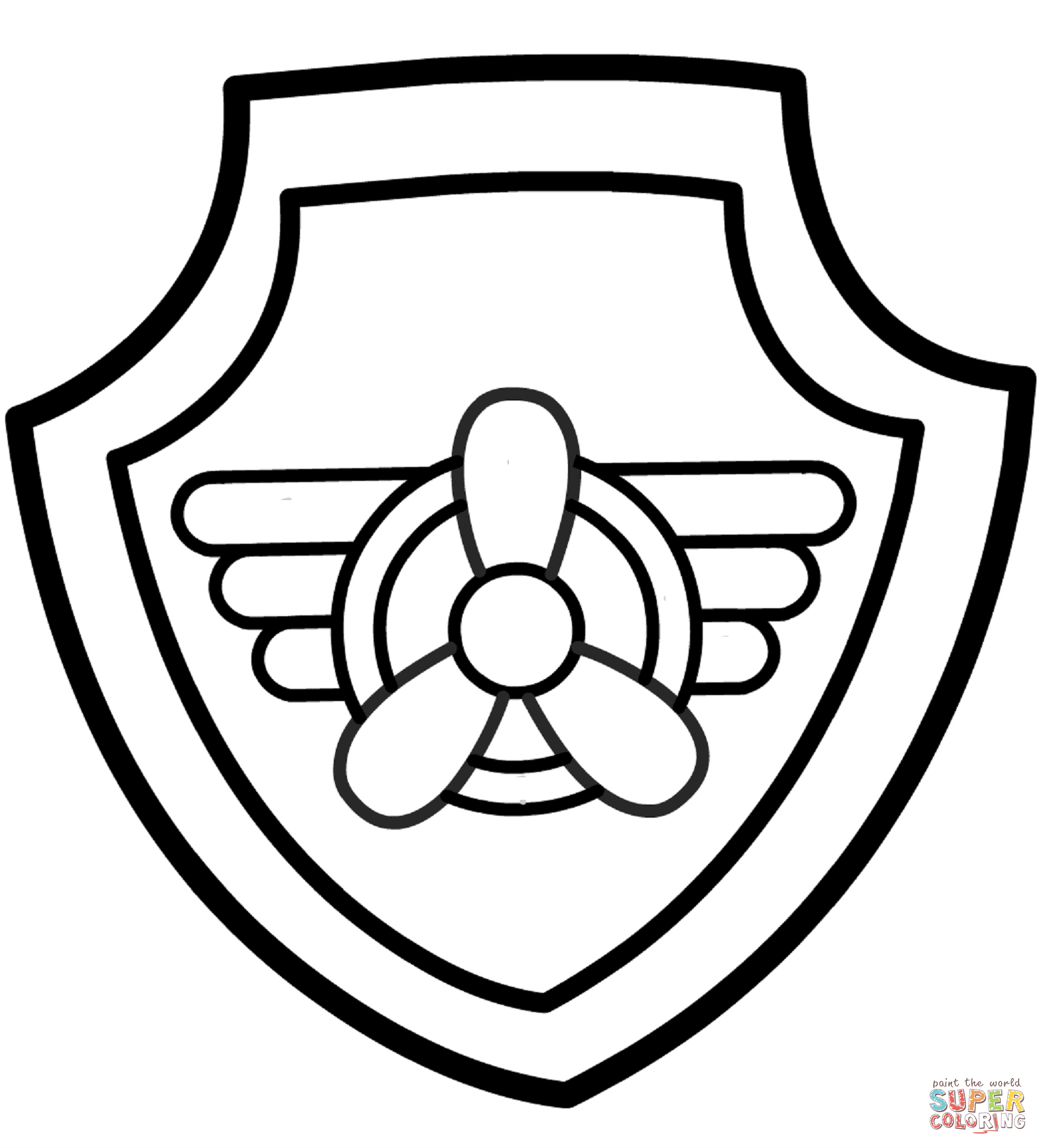 Paw patrol skyes badge coloring page free printable coloring pages