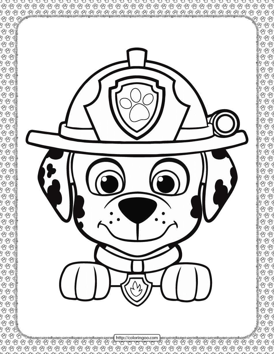 Printable paw patrol marshall head coloring page marshall has spotted white fur covering hisâ paw patrol coloring marshall paw patrol paw patrol coloring pages