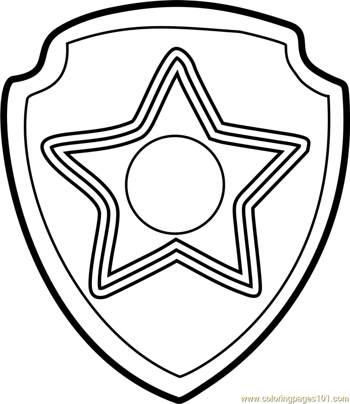 Chase badge coloring page for kids