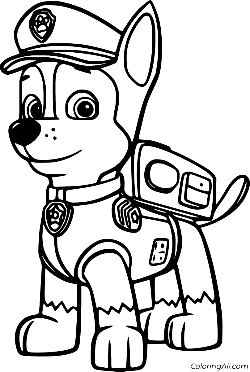 Free printable chase paw patrol coloring pages in vector format easy to print from any â paw patrol coloring pages paw patrol coloring paw patrol printables