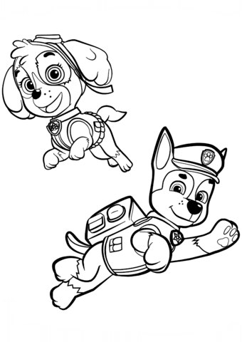 Chase and skye coloring page free printable coloring pages