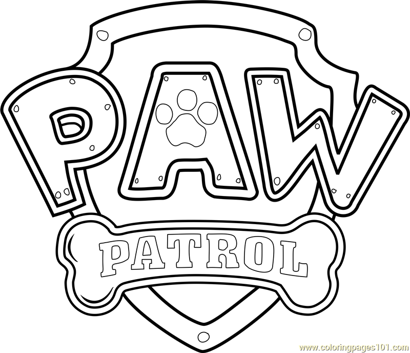 Paw patrol logo coloring page for kids