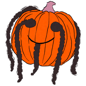 Download smiling halloween pumpkin with dreadlocks png online