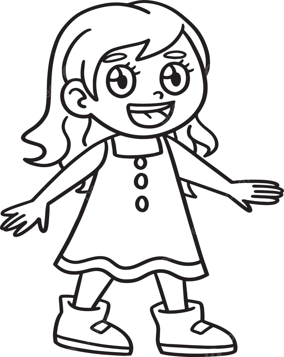 Happy girl isolated coloring page for kids colour affection women vector girl drawing ring drawing kid drawing png and vector with transparent background for free download