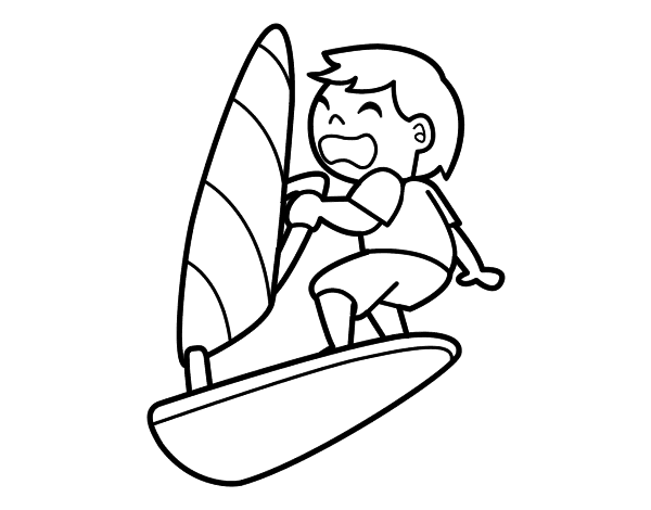 Windsurfing coloring page