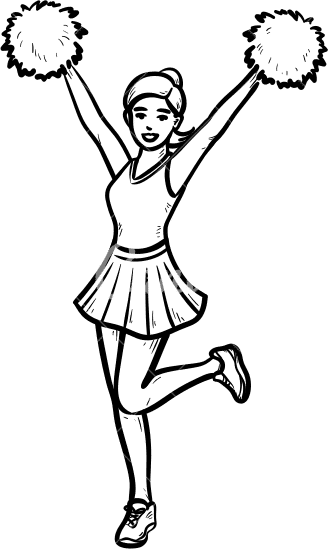 Cheerleader girl with pompoms hand drawn outline doodle icon